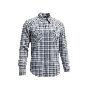 Bullhead Wild West Cowboy Pearl Snap Plaid Shirt Blue White XXL Men's